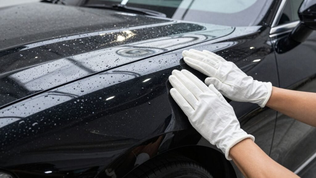 Car being detailed to a showroom shine.