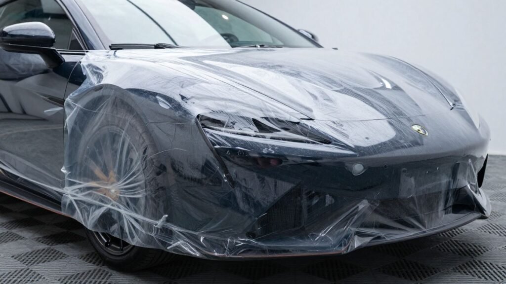 Car receiving paint protection film application.