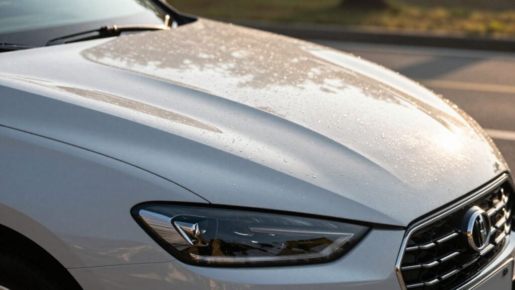 Sparkling clean car after a hand wash.